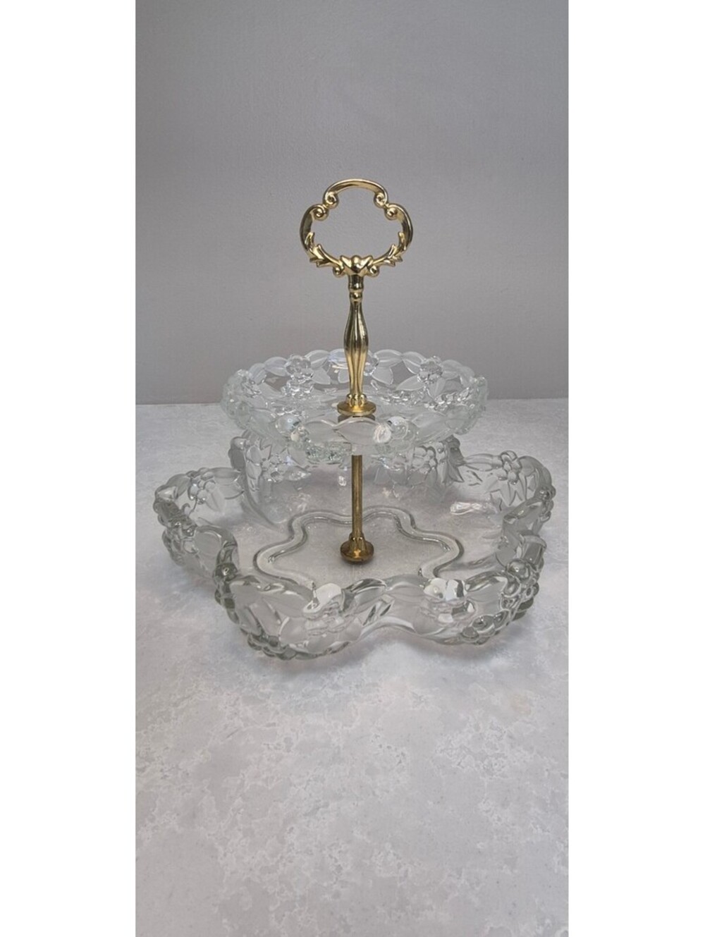 Mikasa Carmen 2 Tier Serving Dish Walther Crystal Stand Bowl Tray Cookie Candy